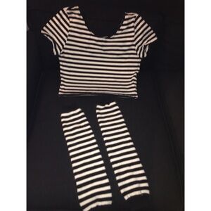 Dividends stripe Crop Top and Leg warmers